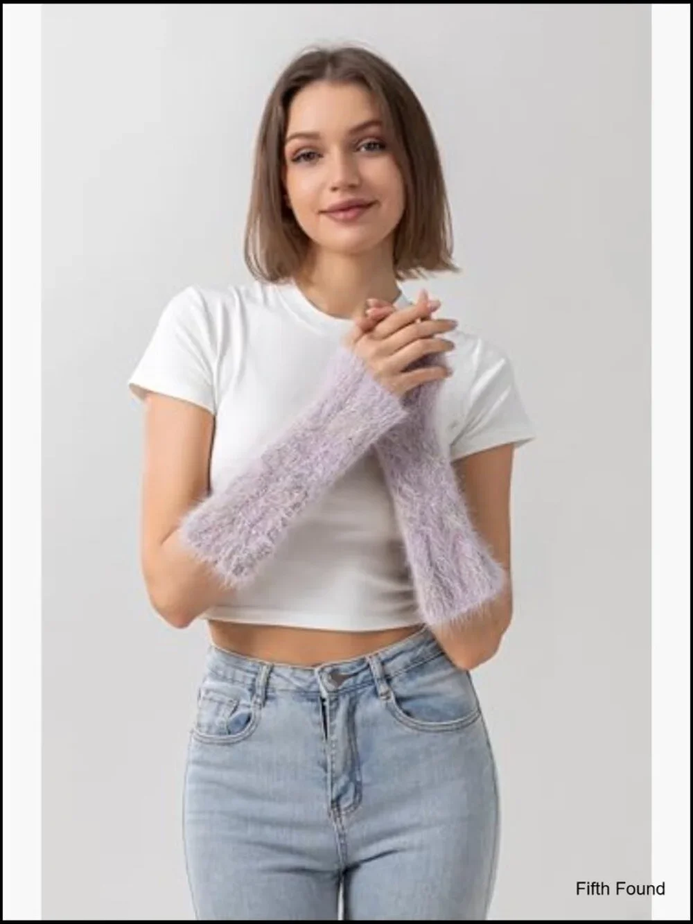 Kawaii Knitted Fingerless Gloves Arm Warmers for Girls